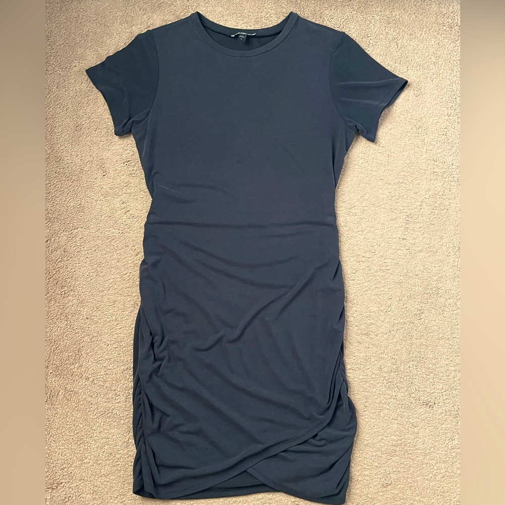 Express Black Ruched Midi Dress